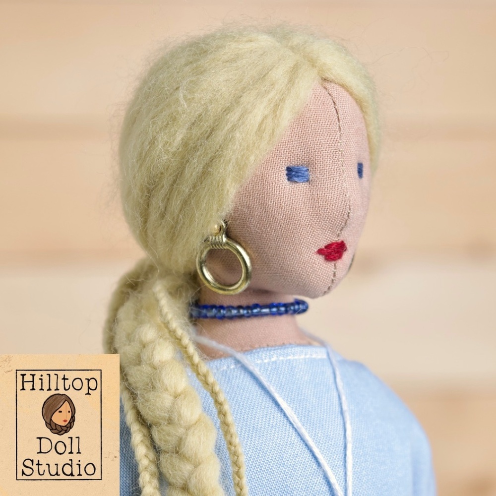 Fabric Doll "Brea" Handcrafted Textile Cloth Heirloom Primitive Doll - Picture 3 of 11